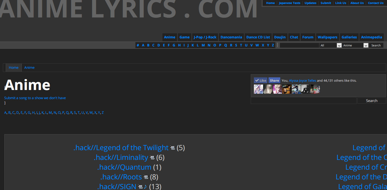 AnimeLyrics.com: Dark and Flat