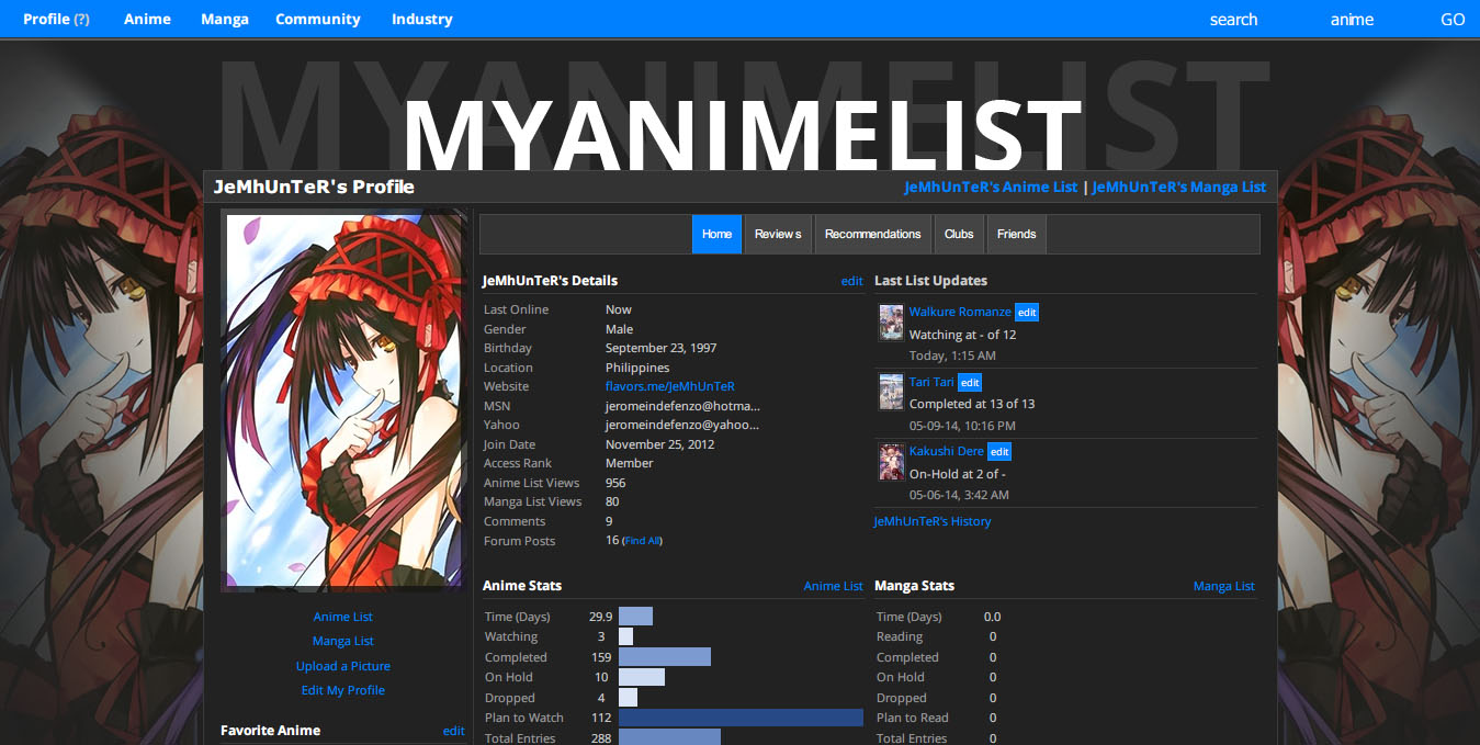 MyAnimeList: Dark and Flat