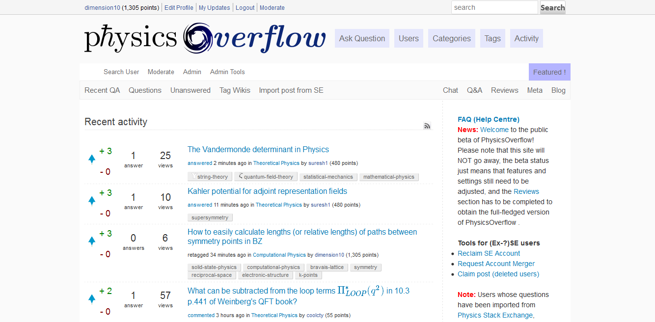 PhysicsOverflow - bright and modern style