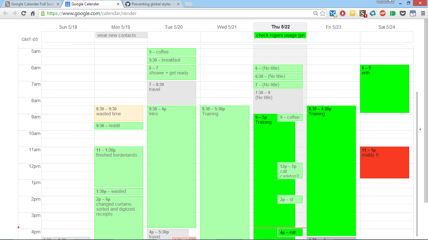 Google Calendar Full Screen (May 2014)