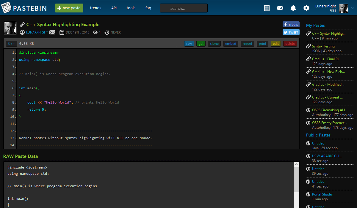Midnight Pastebin by SirBrian - Dark Pastebin
