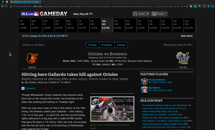 MLB Gameday in the Dark