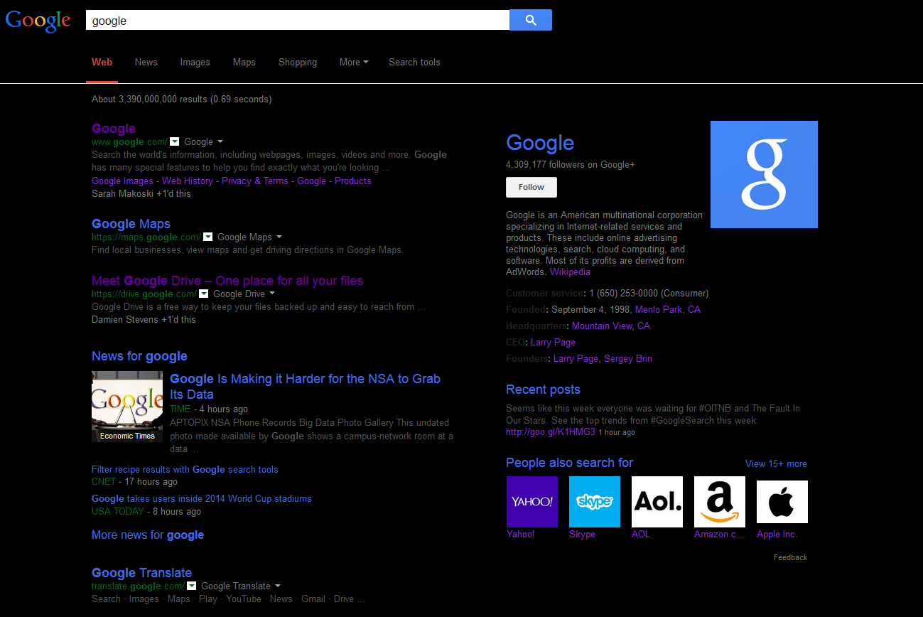 Google.com Simple Dark
