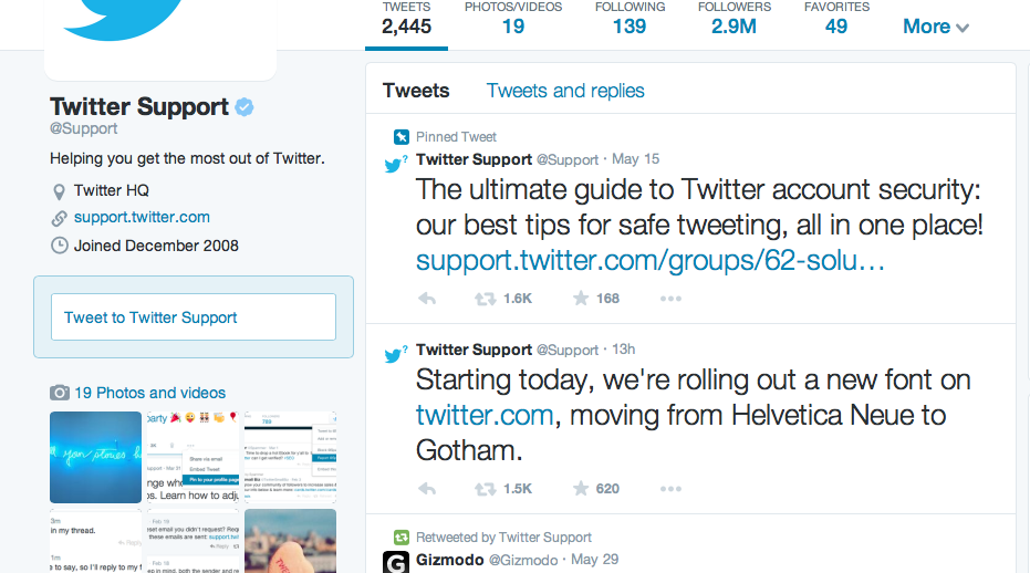 No Gotham Font on Twitter May 2014