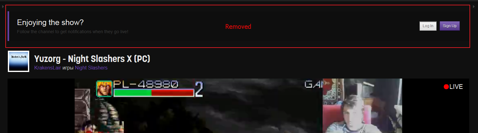 Twitch.tv - Removes "Enjoying.."