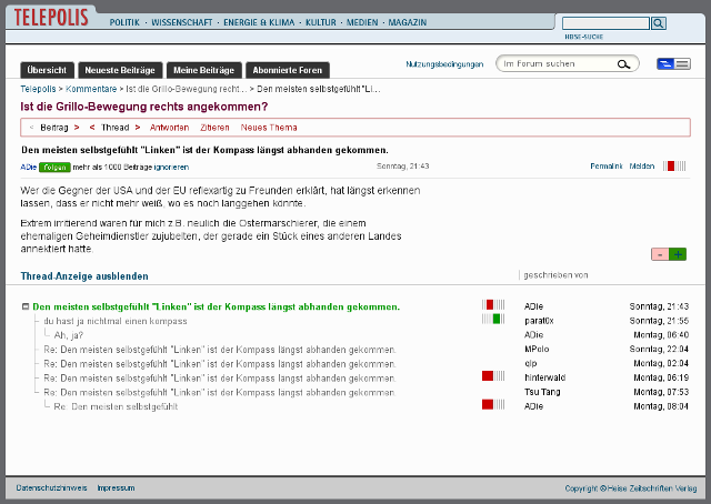 Heise: Alte TP-Optik für neue Foren