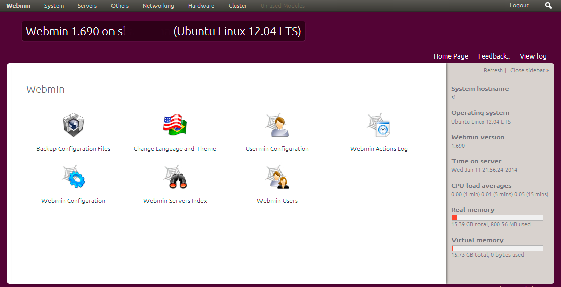 Webmin Ubuntu for StressFree