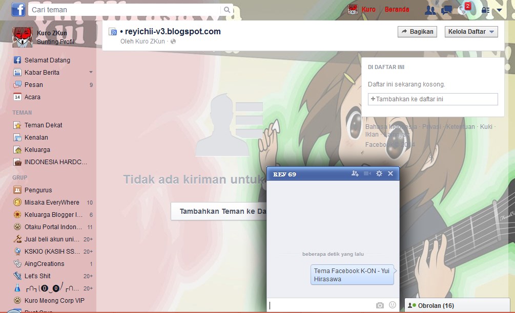 Facebook Theme K-ON - Yui Hirasawa #1