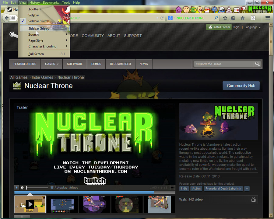 Nuclear Throne Theme for Firefox Browser