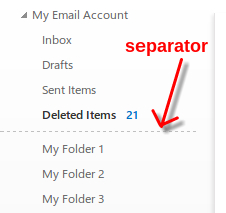 Outlook 2013 - Default Folders Separator