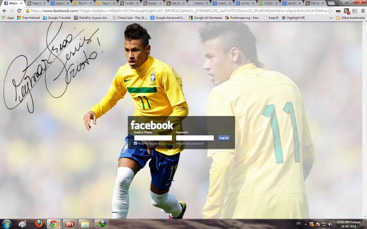 Neymar Jr. Facebook Login Theme