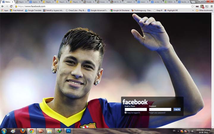 Neymar Jr. FC Barcelona Facebook Login Theme