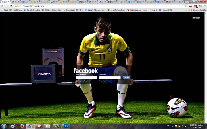 Neymar Facebook Login Theme