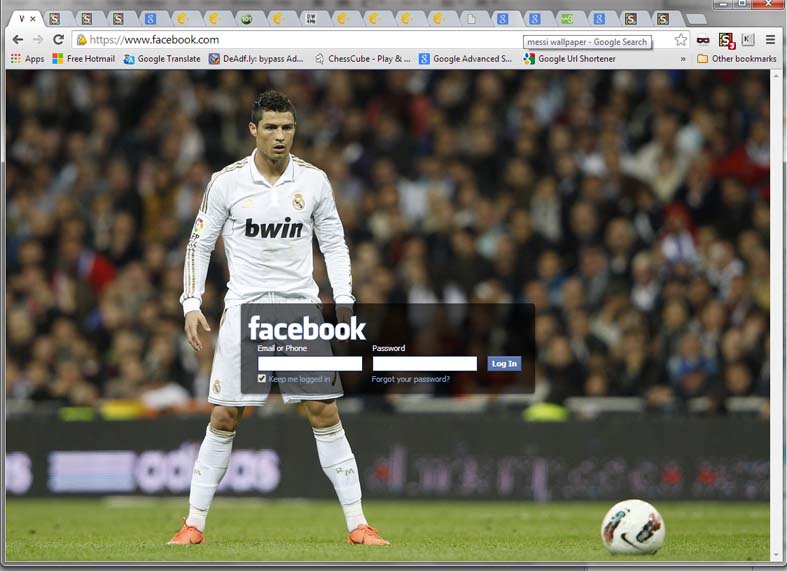 Cristiano Ronaldo Freekick Facebook Login Theme