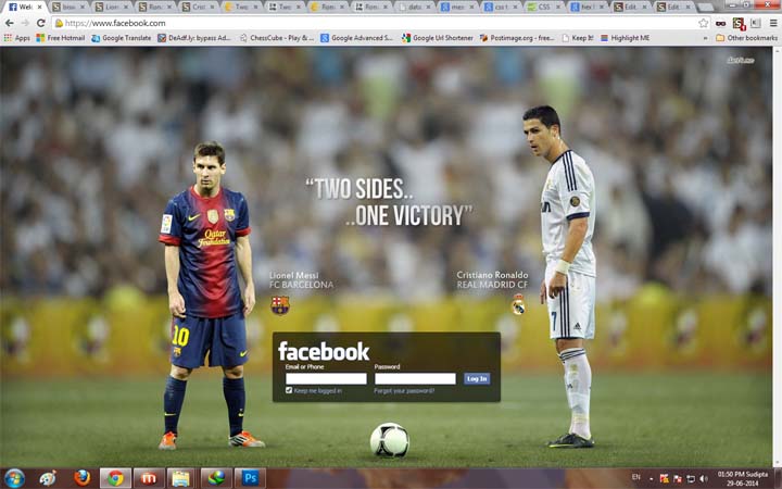 Lionel Messi vs.Cristiano Ronaldo Facebook Login
