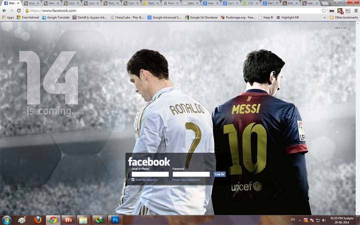 Messi vs.Ronaldo Facebook Login Theme