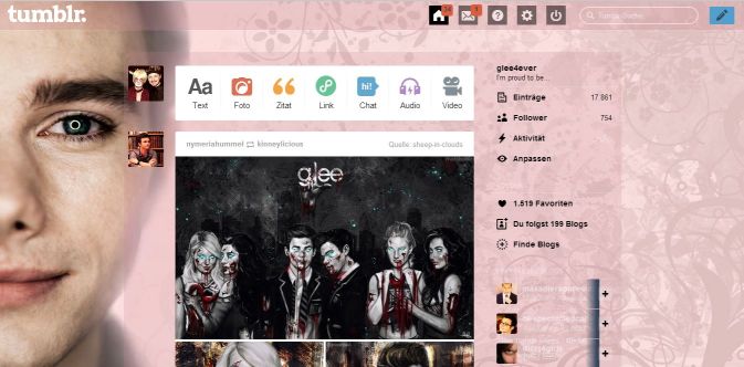 Chris Colfer tumblr dash theme Update 2014/10/31