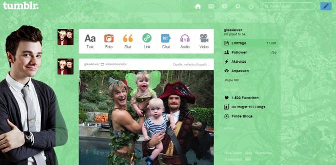Chris Colfer tumblr dashboard theme 3