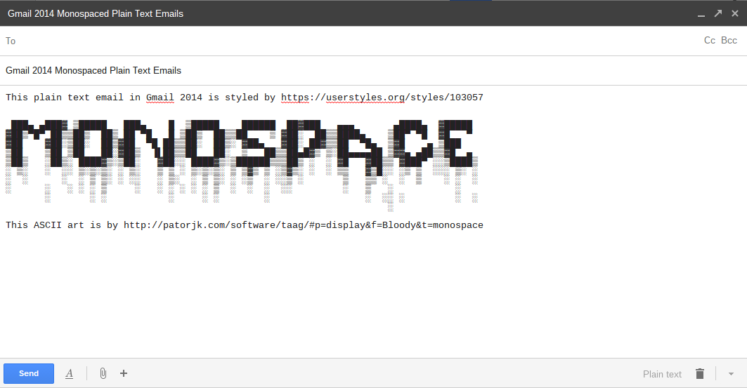 Gmail - Monospaced Plain Text Emails