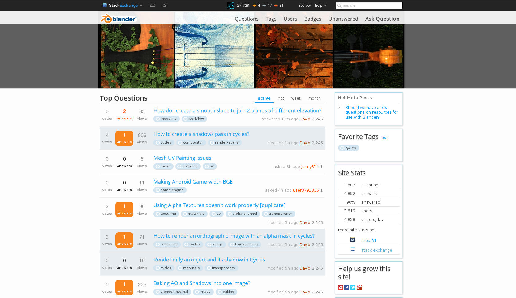 Blender.stackexchange in the style of blender.org