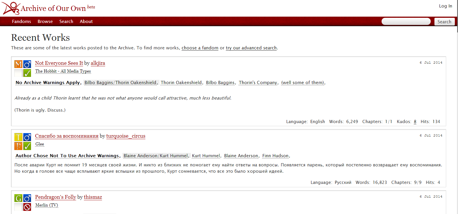 AO3 - Hide Freeform Tags (hover to show)
