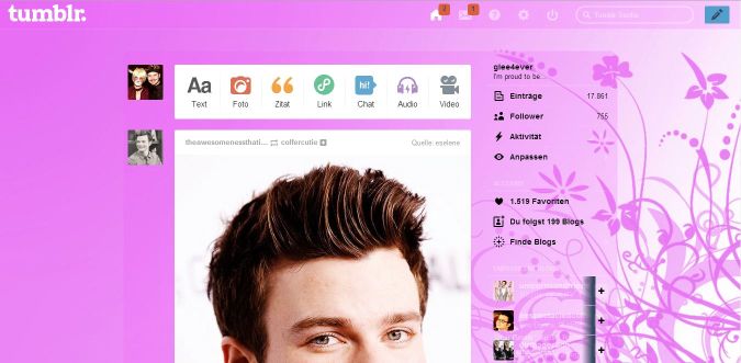 Pink flower tumblr dashboard theme