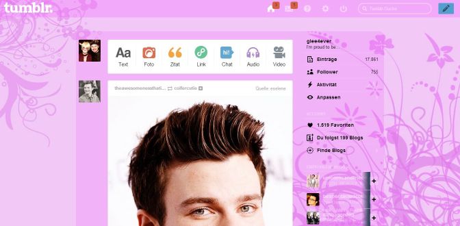 Pink flower tumblr dashboard theme 2