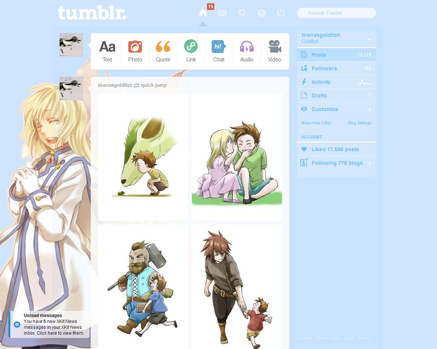 Tales of Symphonia Colette Tumblr Dashboard Theme