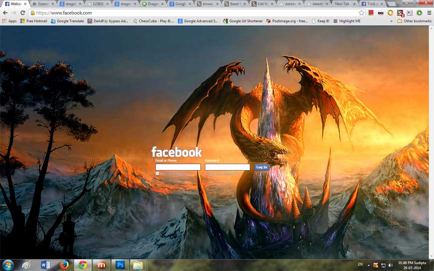 Dragon Fantasy Facebook Login Theme