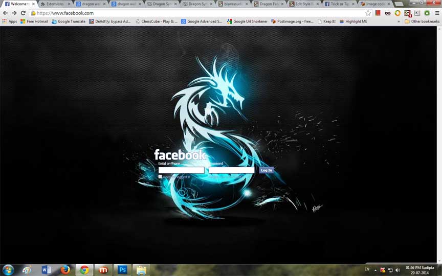 Blue Dragon Facebook Login Theme