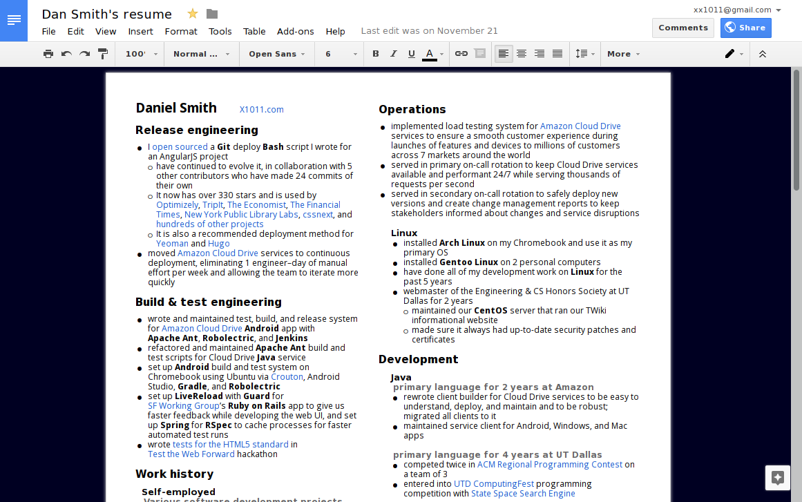 Google Docs dark background