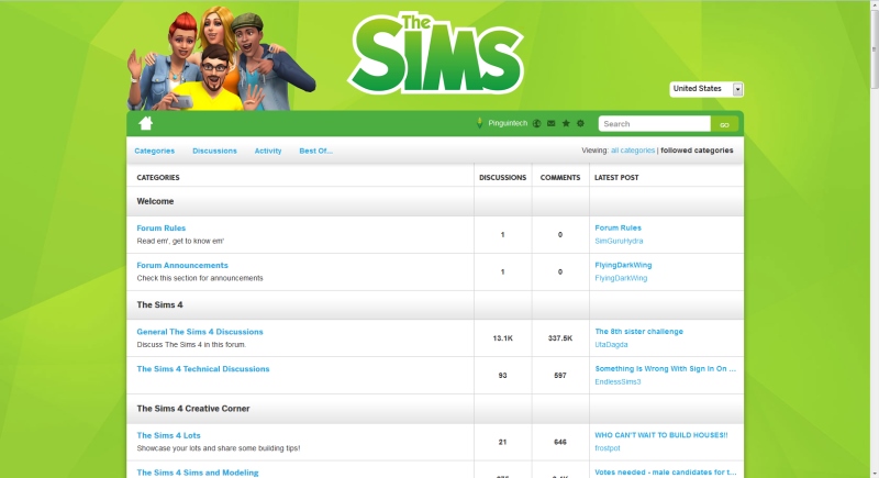 Arial font on forums.thesims.com