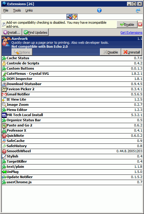 Firefox - Add-ons - reduce size