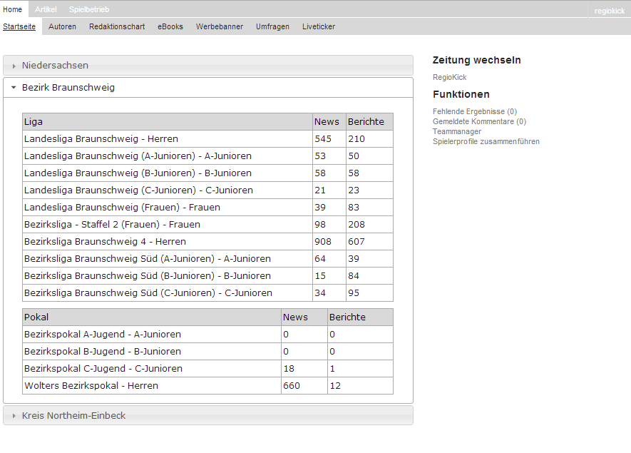 deinsportplatz.de - clean & simple backend