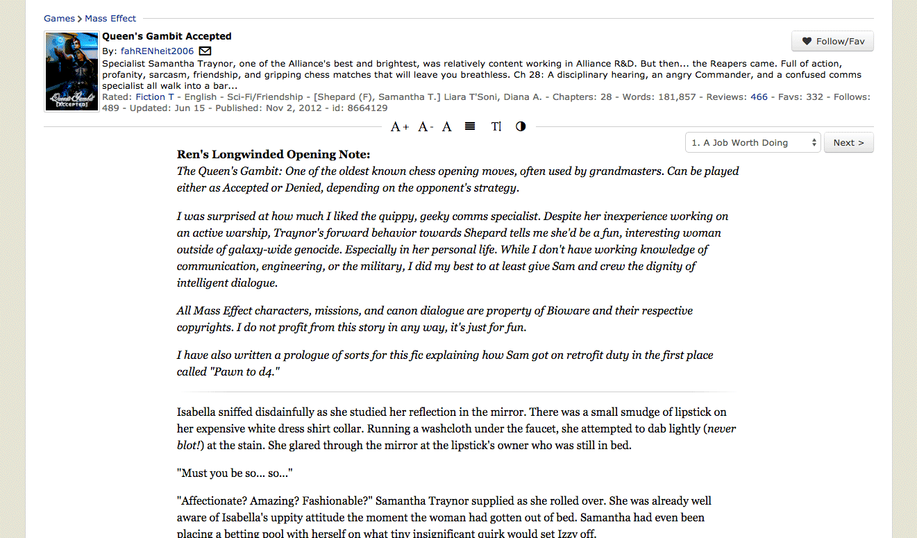 Fanfiction.net - Easier desktop reading