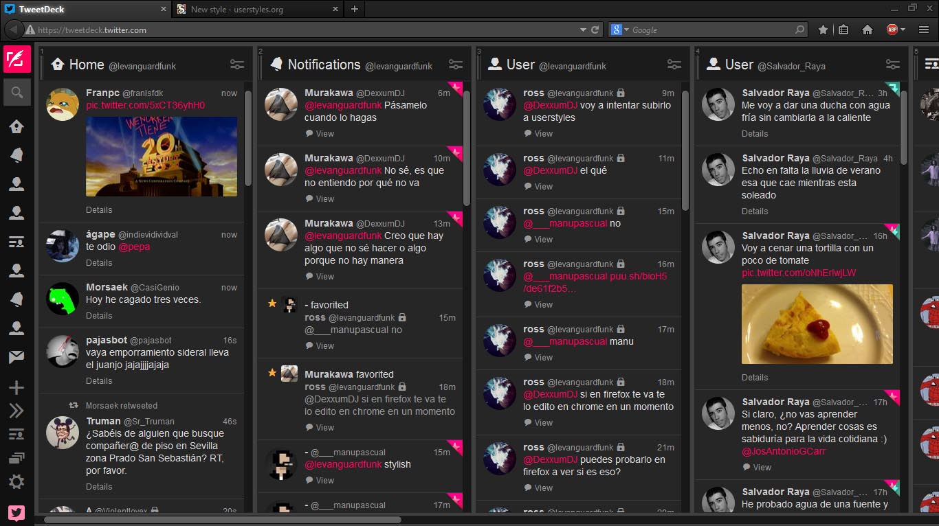 tweetdeck dark & pink