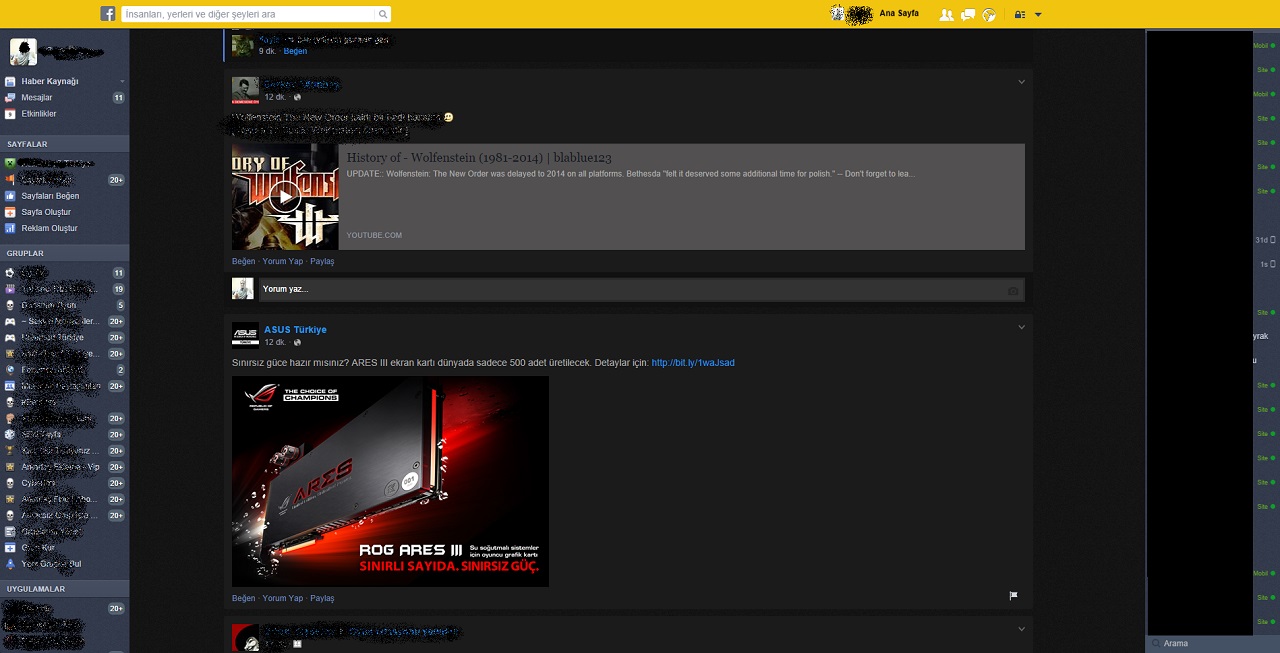 Dark Flat Facebook For 1080p Screens