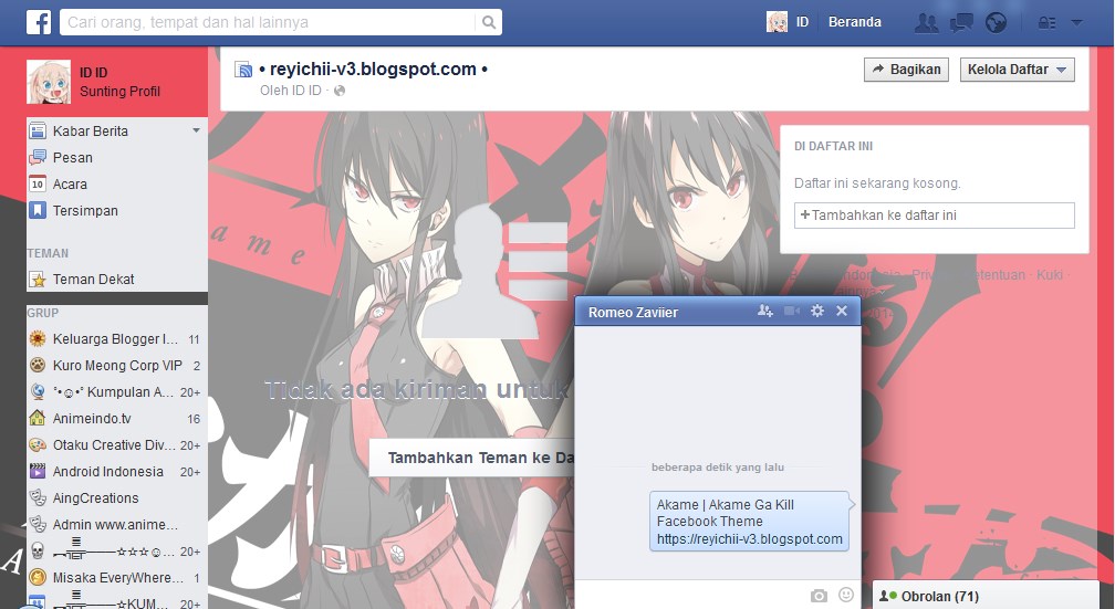 Facebook Theme Akame | Akame Ga Kill