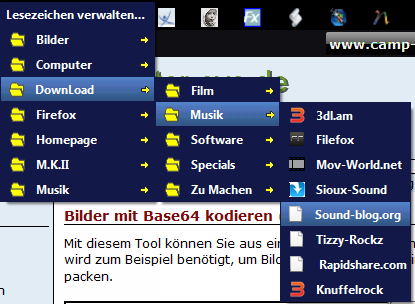 Firefox 3.5 - Popups, Menupopups - Dark Blue