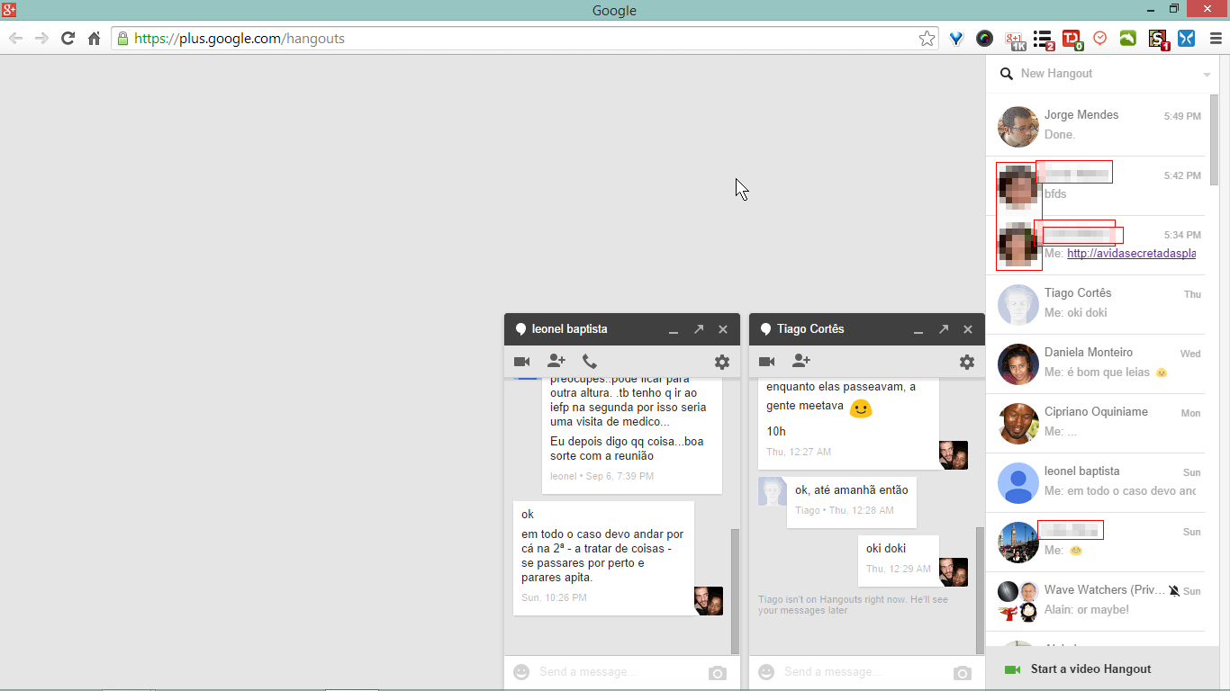 Google Hangouts minus Plus