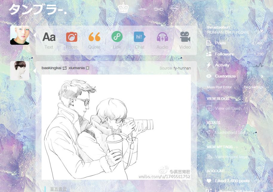 【 Blue & Purple Crystals Tumblr Theme 】
