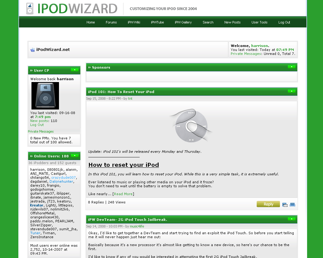 iPodWizard.net - Green Theme
