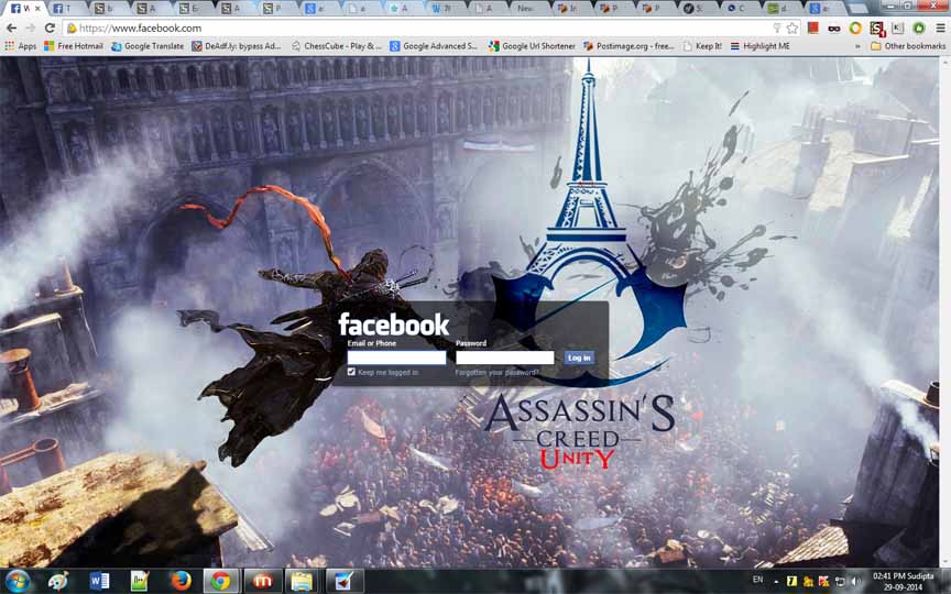 Assassin's Creed Unity Facebook Login Theme