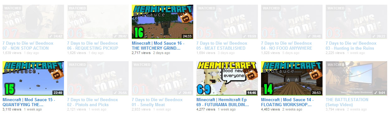 Dim YouTube Watched Videos More