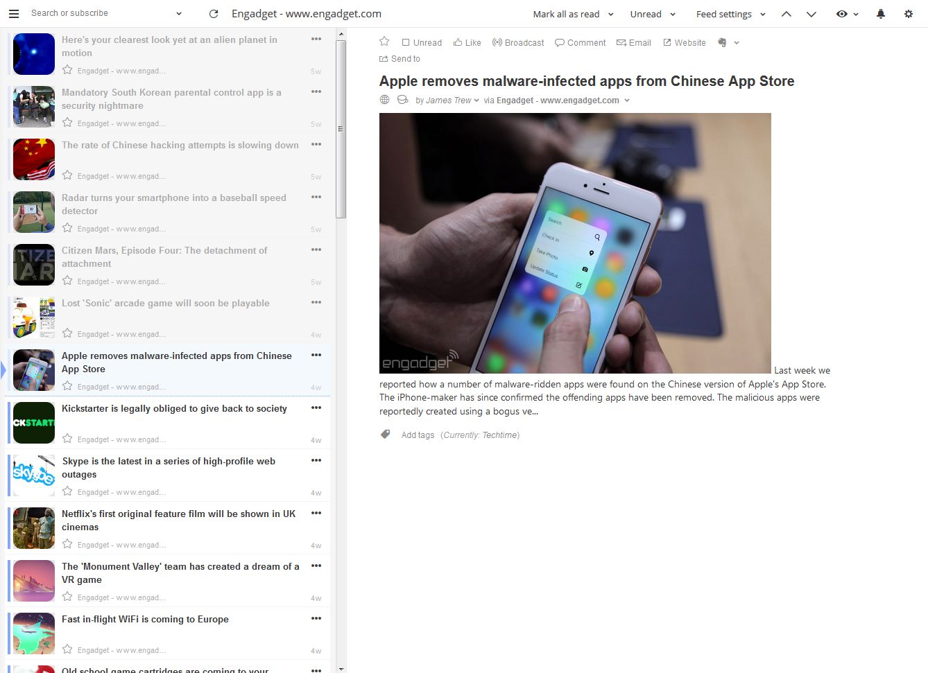 InoReader Flat and Clean for Light Theme