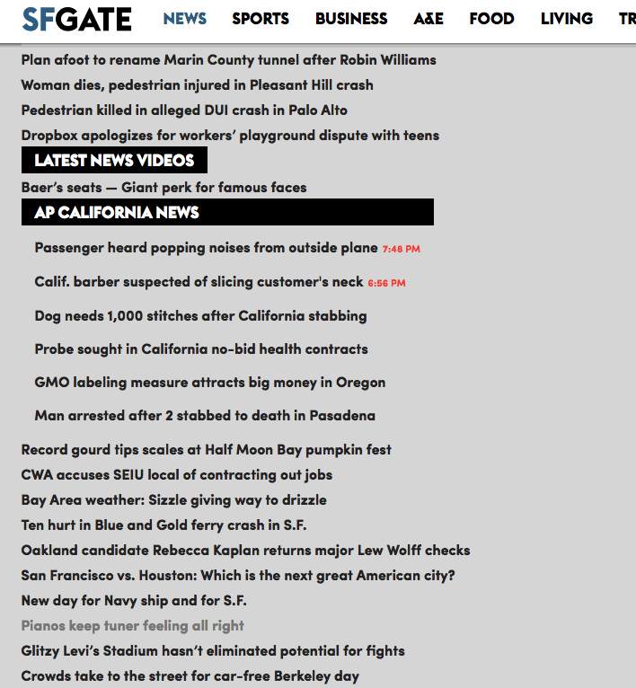 sfgate.com: News site = list of headline links
