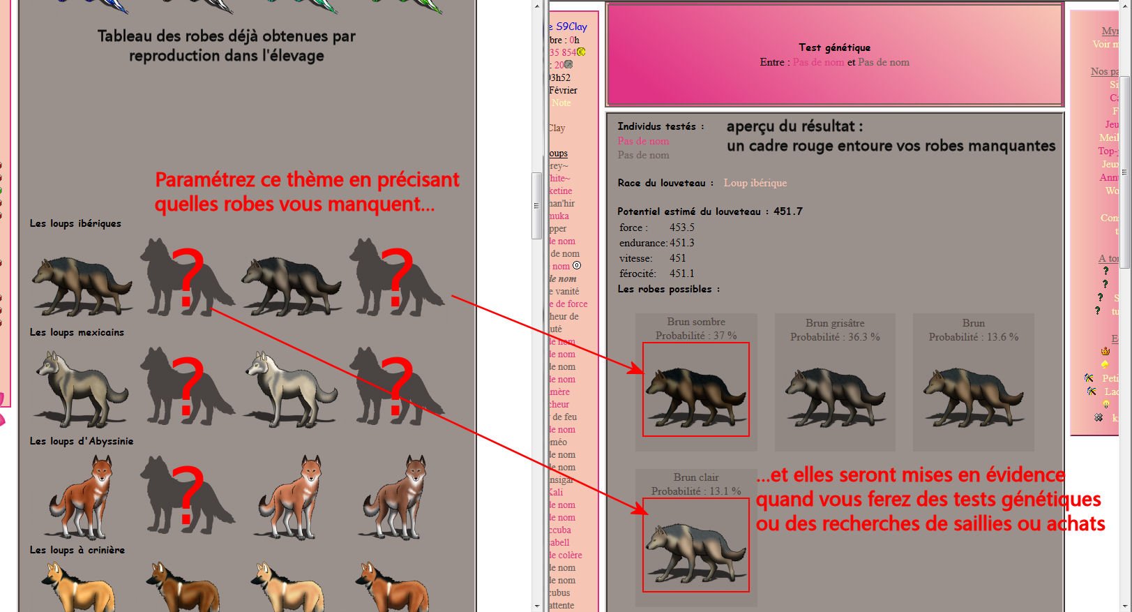 Wolftime - (outil)Repérer Robes non débloquées