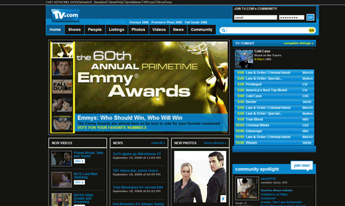 TV.com new layout, but in darkbrown