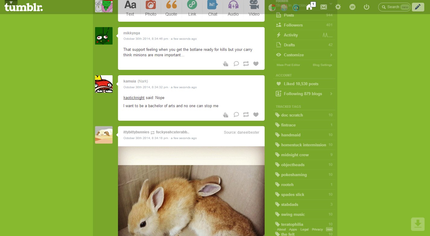 Tumblr Update Dashboard - Green Basic
