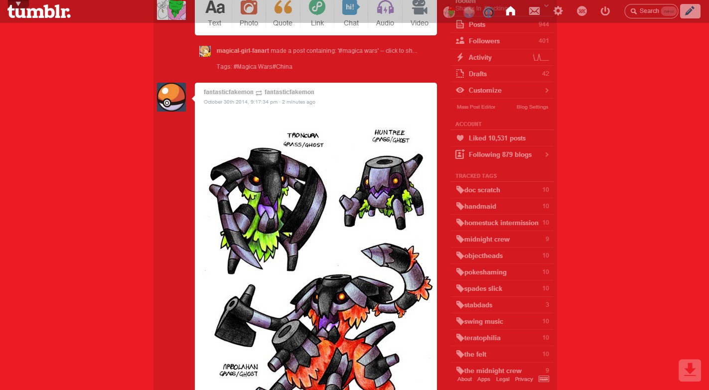 Tumblr Update Dashboard - Red Basic
